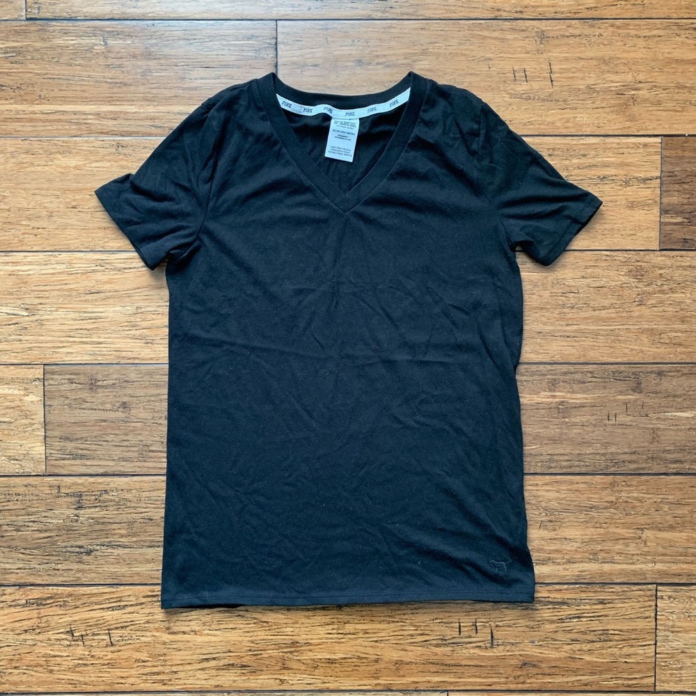 VS PINK - Black V Neck T Shirt